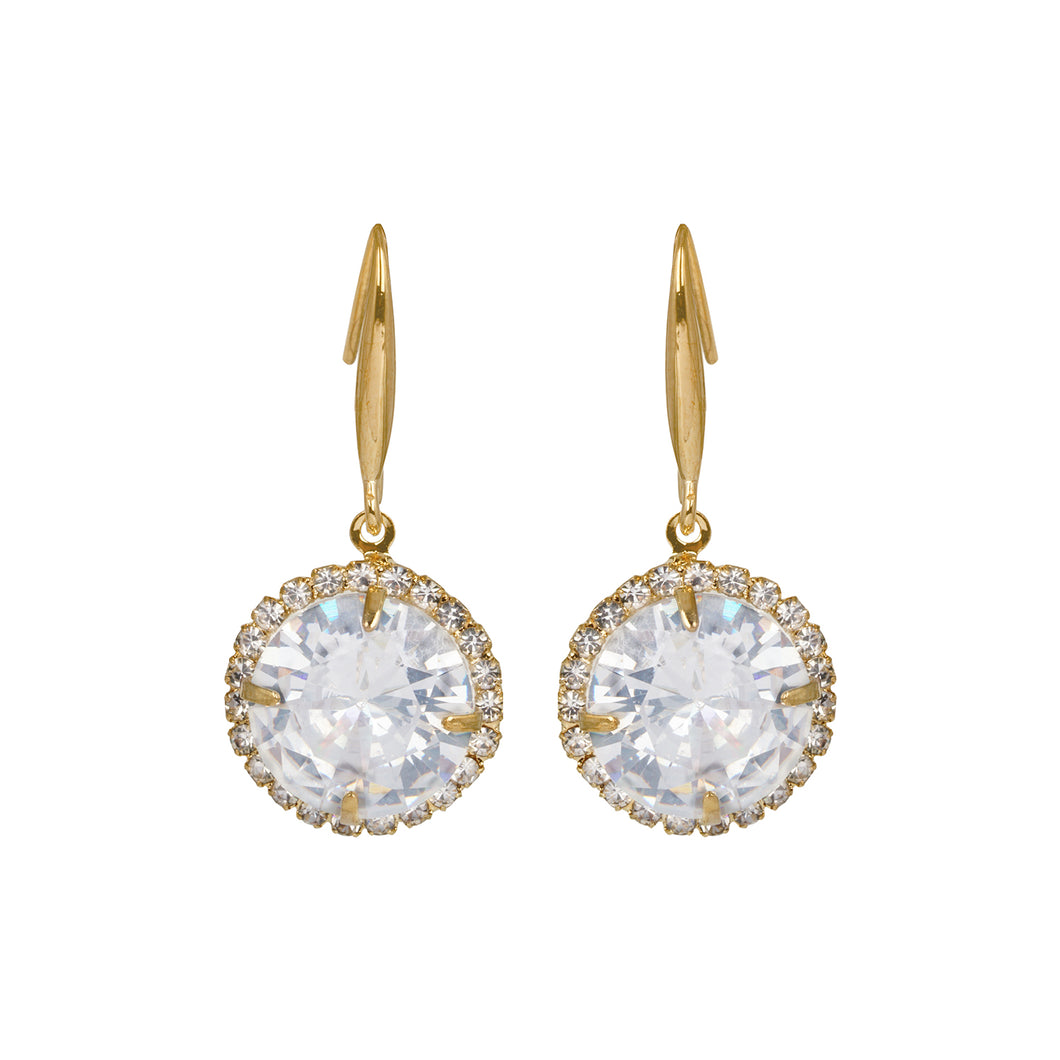 Golden Earings | Hooks | Solitaire CZ Stone | Round