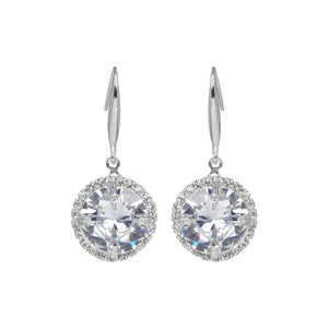 Silver Earings | Hooks | Solitaire CZ Stone | Round