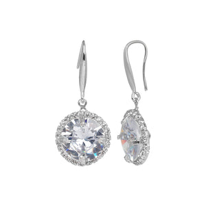 Silver Earings | Hooks | Solitaire CZ Stone | Round
