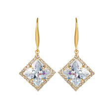 Load image into Gallery viewer, Golden Earings | Hooks | Solitaire CZ Stone | Square