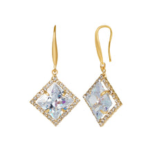 Load image into Gallery viewer, Golden Earings | Hooks | Solitaire CZ Stone | Square