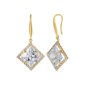 Golden Earings | Hooks | Solitaire CZ Stone | Square