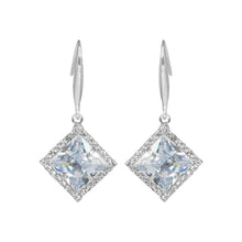 Load image into Gallery viewer, Silver Earings | Hooks | Solitaire CZ Stone | Square
