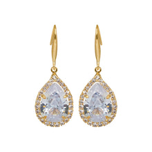 Load image into Gallery viewer, Golden Earings | Hooks | Solitaire CZ Stone | Round