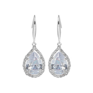 Silver Earings | Hooks | Solitaire CZ Stone | Round
