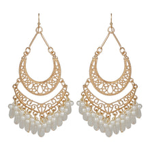 Load image into Gallery viewer, Ethnic | Gold Plated Long Earings | Chand Ballies | Pearl | White