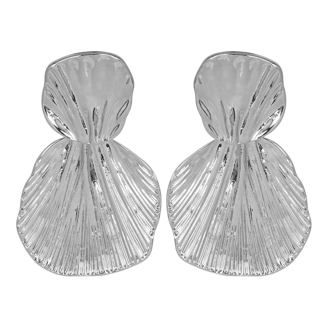Silver Big Earings | Statement | Foil Texture