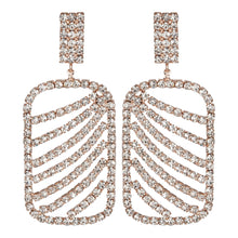 Load image into Gallery viewer, Gold Platted | Long Earings | CZ Stones | Chandeliers | Rectangle