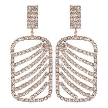 Load image into Gallery viewer, Gold Platted | Long Earings | CZ Stones | Chandeliers | Rectangle