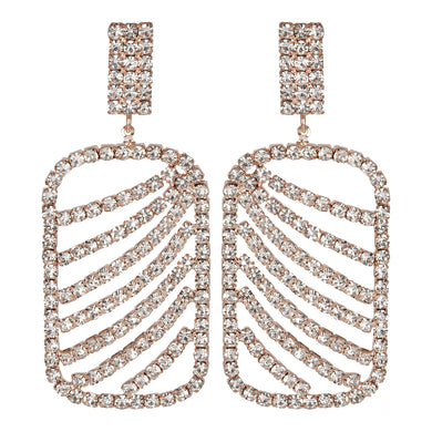 Gold Platted | Long Earings | CZ Stones | Chandeliers | Rectangle