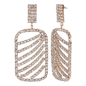 Gold Platted | Long Earings | CZ Stones | Chandeliers | Rectangle