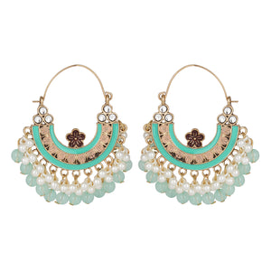 Traditional Gold Plated | Chand Ballies | Mint | Kundan | Minakari