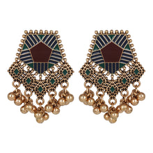 Load image into Gallery viewer, Gold Earings | Multi - Color | Oxidized | Minakari | Design | Ghungroo