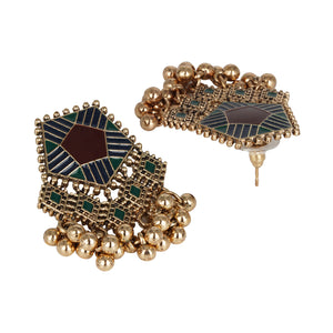 Gold Earings | Multi - Color | Oxidized | Minakari | Design | Ghungroo