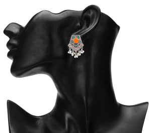 Silver Earings | Multi - Color | Oxidized | Minakari | Design | Ghungroo