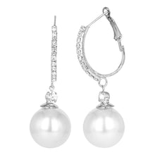 Load image into Gallery viewer, Silver Earings | Hoops | CZ Stone | Pearl Drop | Hanging