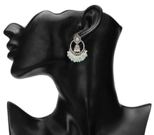 Load image into Gallery viewer, Ethnic Silver Jhumka | Oxidized | Pearl | Aqua