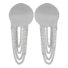 Load image into Gallery viewer, Silver Long Earrings | Coin | Layered Chains | Danglers