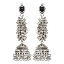 Load image into Gallery viewer, Silver Long Earings | Ethnic | Oxidized | Pear l Jhumka