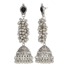 Load image into Gallery viewer, Silver Long Earings | Ethnic | Oxidized | Pear l Jhumka