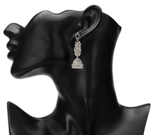 Load image into Gallery viewer, Silver Long Earings | Ethnic | Oxidized | Pear l Jhumka