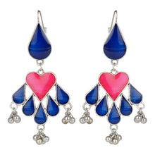 Load image into Gallery viewer, Silver Long Earings | Ethnic | Minakari | Blue | Pink | Danglers