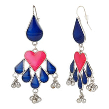 Load image into Gallery viewer, Silver Long Earings | Ethnic | Minakari | Blue | Pink | Danglers