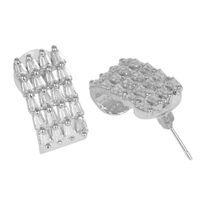Classy Silver Stud Earrings With American Diamond
