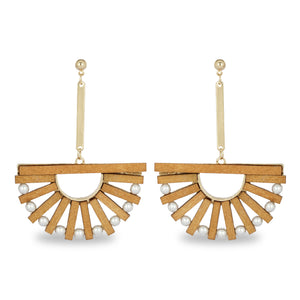 WOODEN STATEMENT  LONG EARRING