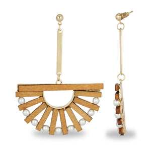 WOODEN STATEMENT  LONG EARRING