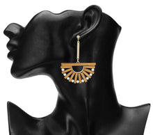 Load image into Gallery viewer, WOODEN STATEMENT  LONG EARRING