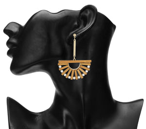 WOODEN STATEMENT  LONG EARRING