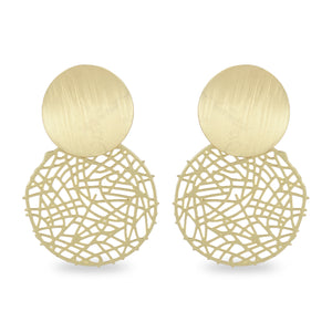 ABSTRACT CUTWORK ROUND GOLDEN EARRING
