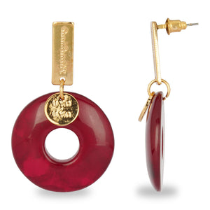RED RESIN CIRCLED EARRING