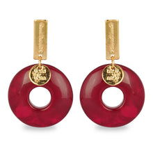 Load image into Gallery viewer, RED RESIN CIRCLED EARRING