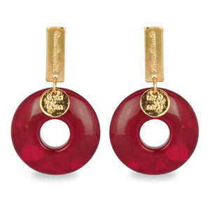 RED RESIN CIRCLED EARRING