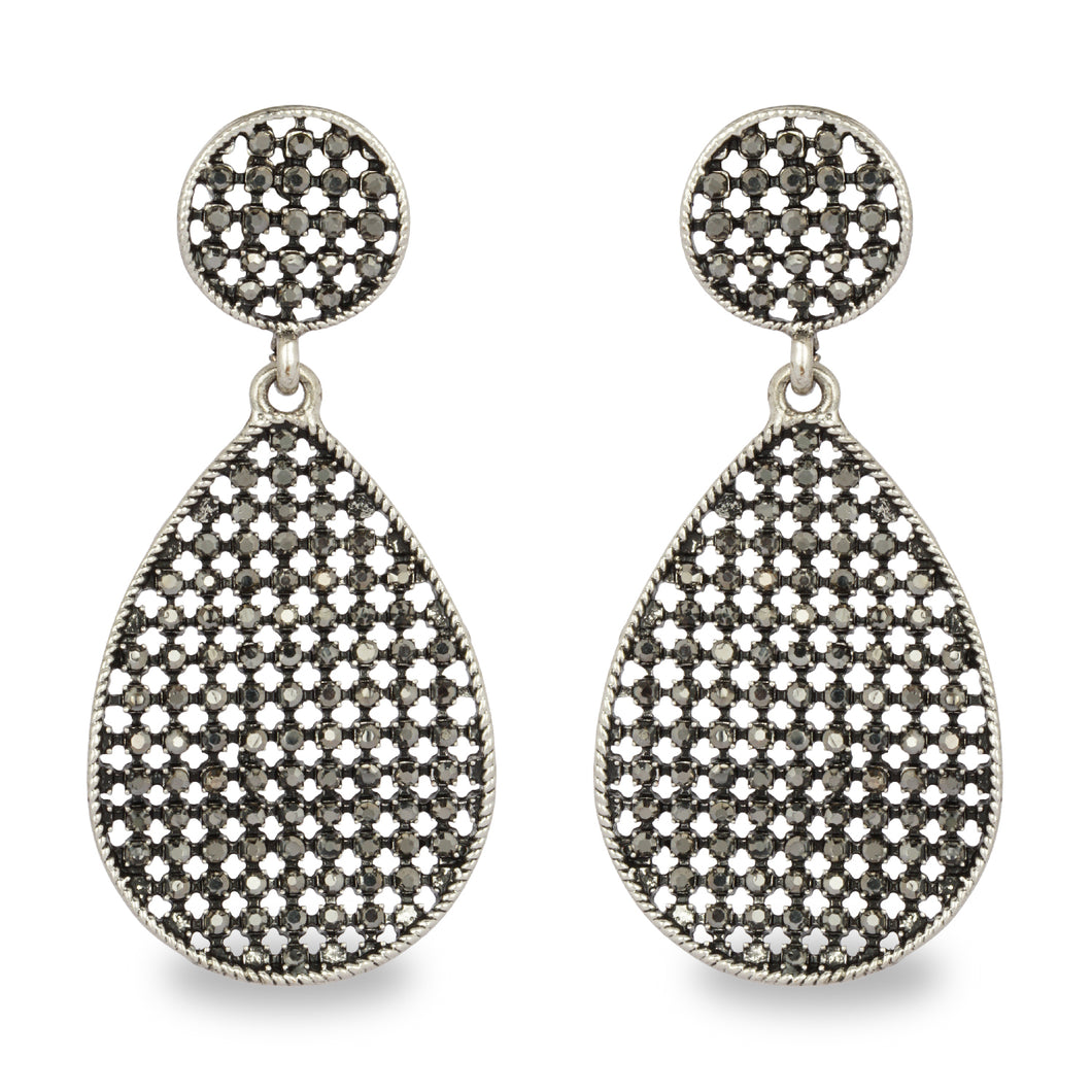 SMOKE BLACK STONES WITH ANTIQUE FINISH EARRING