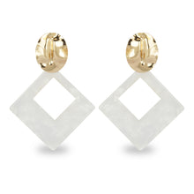 Load image into Gallery viewer, WHITE  SHELL FINISH SQUARE EARRING