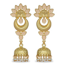 Load image into Gallery viewer, PINK ENAMEL WITH GOLDEN JHUMKA LONG EARRING