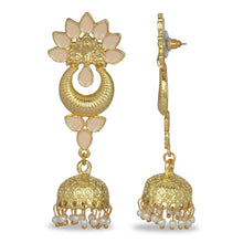 Load image into Gallery viewer, PINK ENAMEL WITH GOLDEN JHUMKA LONG EARRING