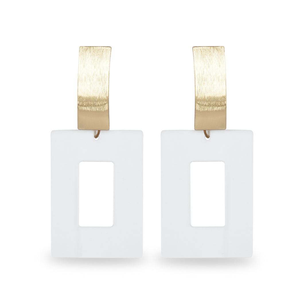 CLASSY TRANSPARENT RECTANGULAR EARRING