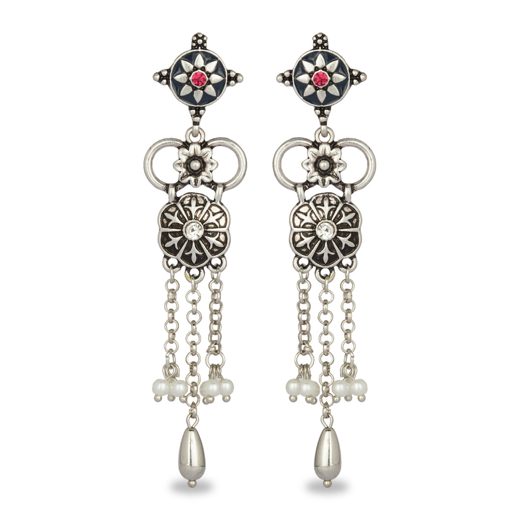 INDO WESTERN CLASSY SILVER EARRING