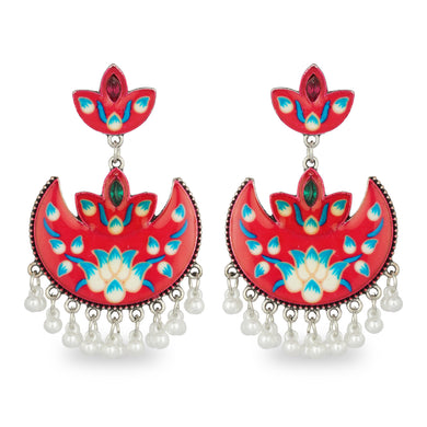 RED HAND PAINTED AFGHANI EARRING