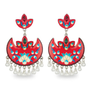 RED HAND PAINTED AFGHANI EARRING