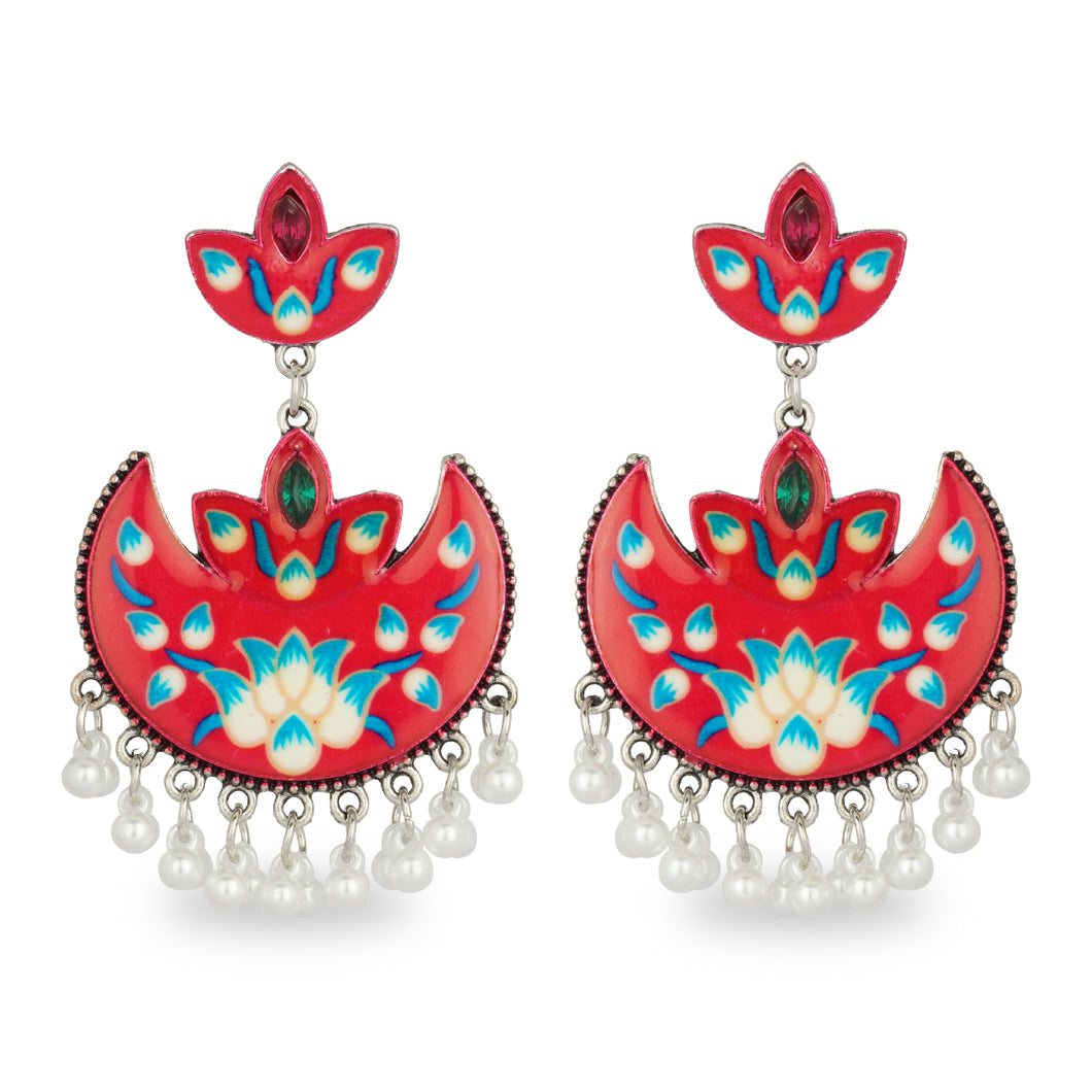 RED HAND PAINTED AFGHANI EARRING