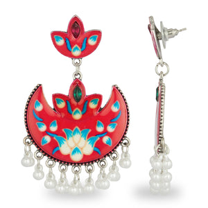 RED HAND PAINTED AFGHANI EARRING
