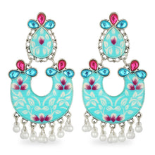 Load image into Gallery viewer, BLUE HAND PAINTED AFGHANI EARRING