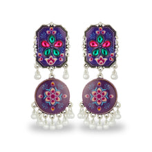 Load image into Gallery viewer, PURPLE HAND PAINTED AFGHANI EARRING