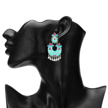 Load image into Gallery viewer, BLUE HAND PAINTED AFGHANI EARRING