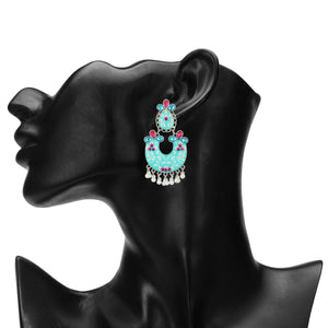 BLUE HAND PAINTED AFGHANI EARRING